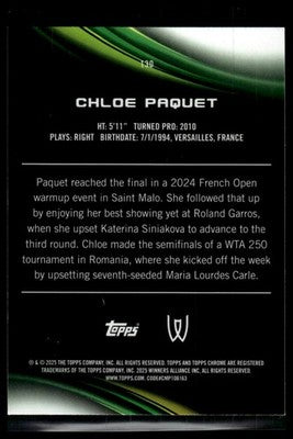 2025 Topps Chrome #130 Chloe Paquet Aqua Refractor #/199