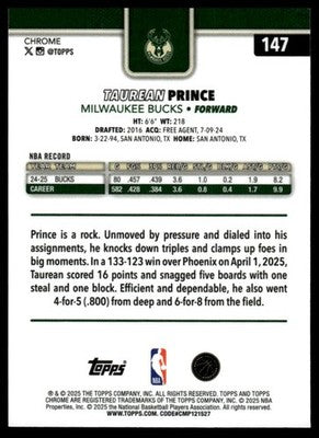 2025-26 Topps Chrome #147 Taurean Prince