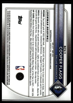 2025-26 Bowman #BCV-1 Cooper Flagg Chrome Mojo Refractors