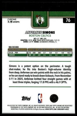 2025-26 Topps Chrome Update #76 Anfernee Simons