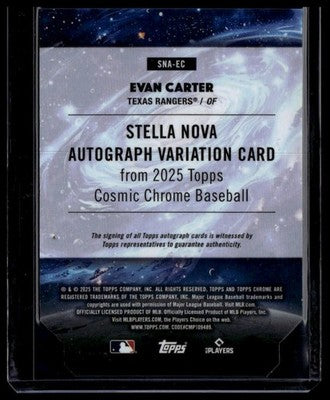 2025 Topps Chrome Cosmic #SNA-EC Evan Carter Stella Nova Autographs