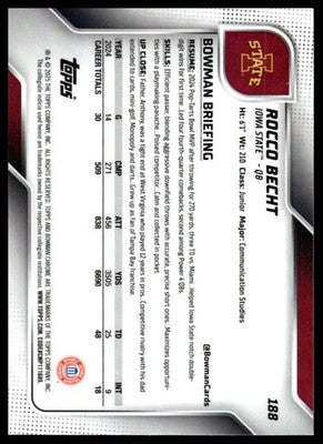 2025 Bowman University Chrome #188 Rocco Becht