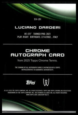 2025 Topps Chrome #CA-LDI Luciano Darderi Chrome Autographs Geometric Refractor