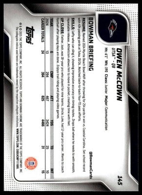 2025 Bowman University Chrome #145 Owen McCown
