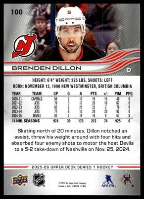 2025-26 Upper Deck #100 Brenden Dillon