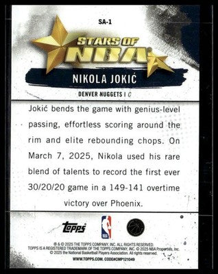 2025-26 Topps #SA-1 Nikola Jokić Stars of the NBA