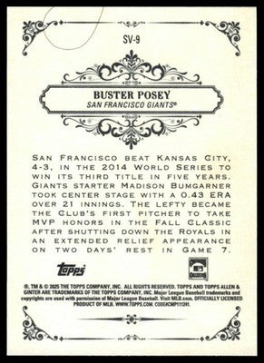 2025 Topps Allen & Ginter #SV-9 Buster Posey Sweet Victory