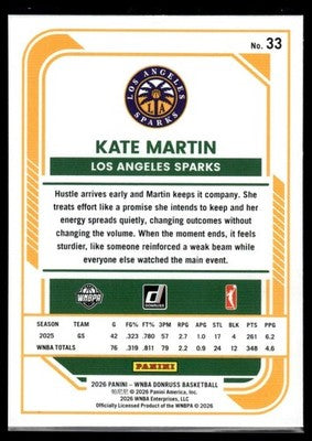 2026 Donruss WNBA #33 Kate Martin