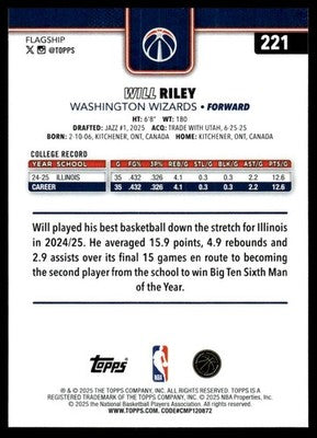 2025-26 Topps #221 Will Riley