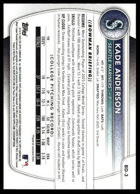 2025 Bowman Draft #BD-3 Kade Anderson