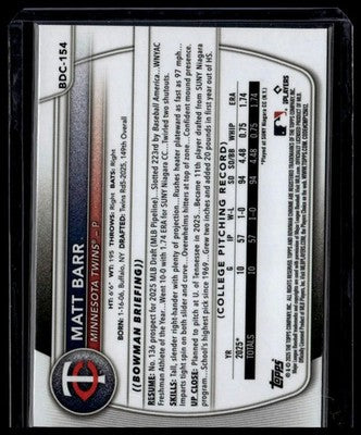 2025 Bowman Draft #BDC-154 Matt Barr Chrome