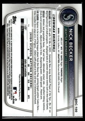2025 Bowman Draft #BDC-100 Nick Becker Chrome