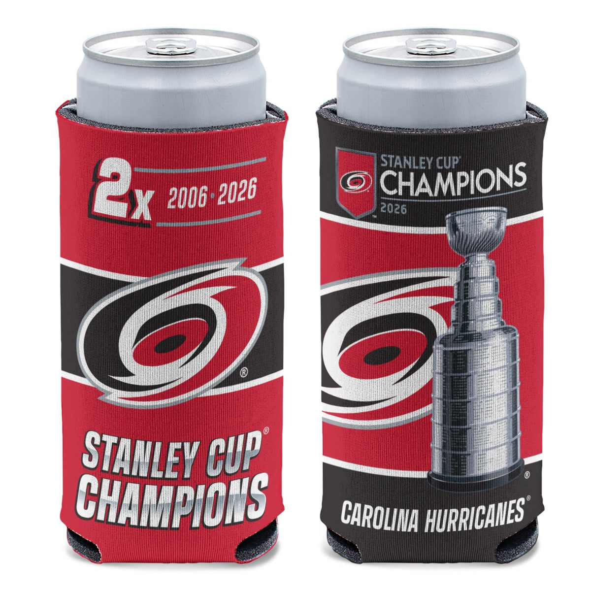 2025-2026 NHL Stanley Cup Champions Carolina Hurricanes Slim Can Cooler Koozie