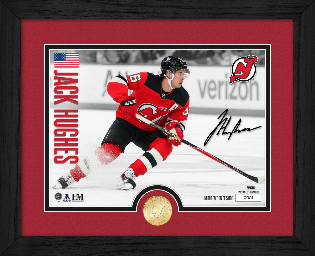 JACK HUGHES BRONZE COIN PHOTO MINT New Jersey Devils