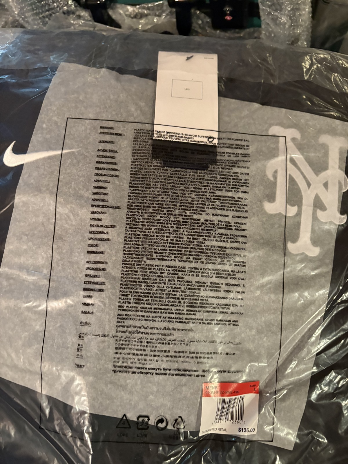New York Mets Nike Authentic Collection Raglan Performance Full-Zip Jacket Large
