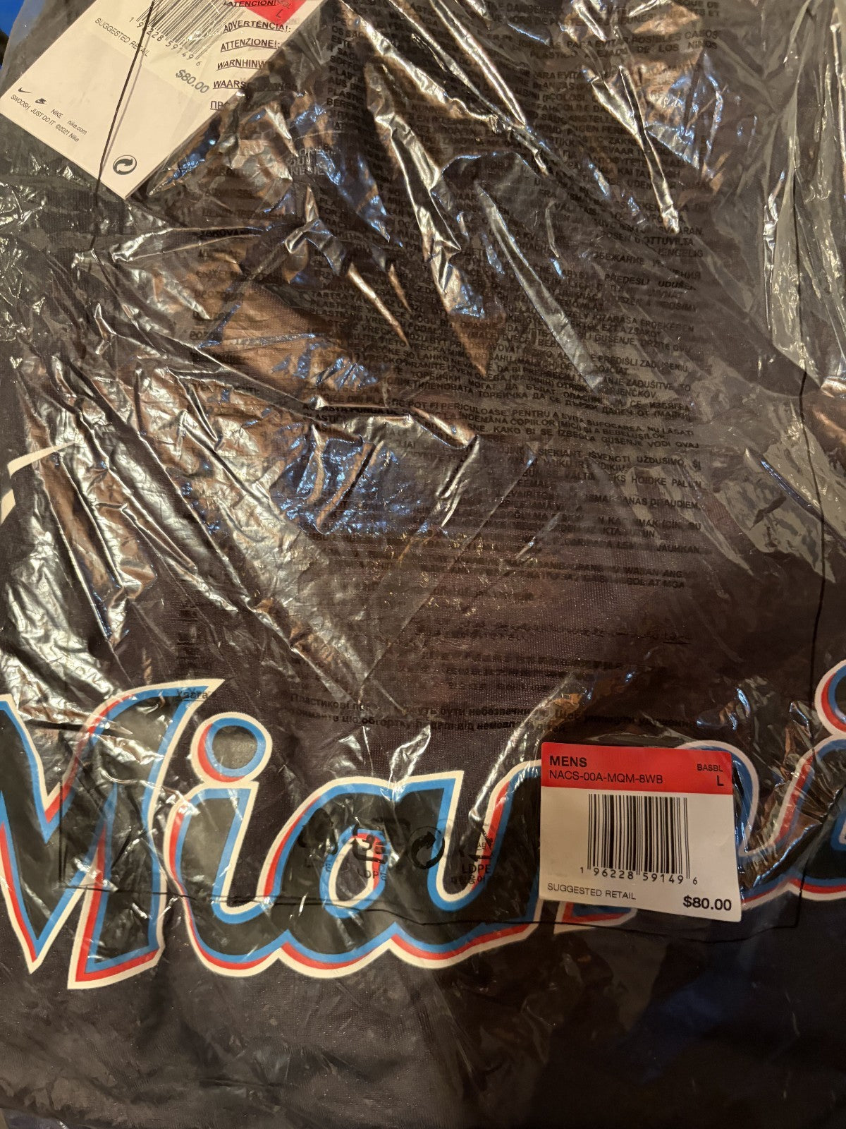 Miami Marlins Nike MLB Authentic Collection V-Neck Batting Practice Large