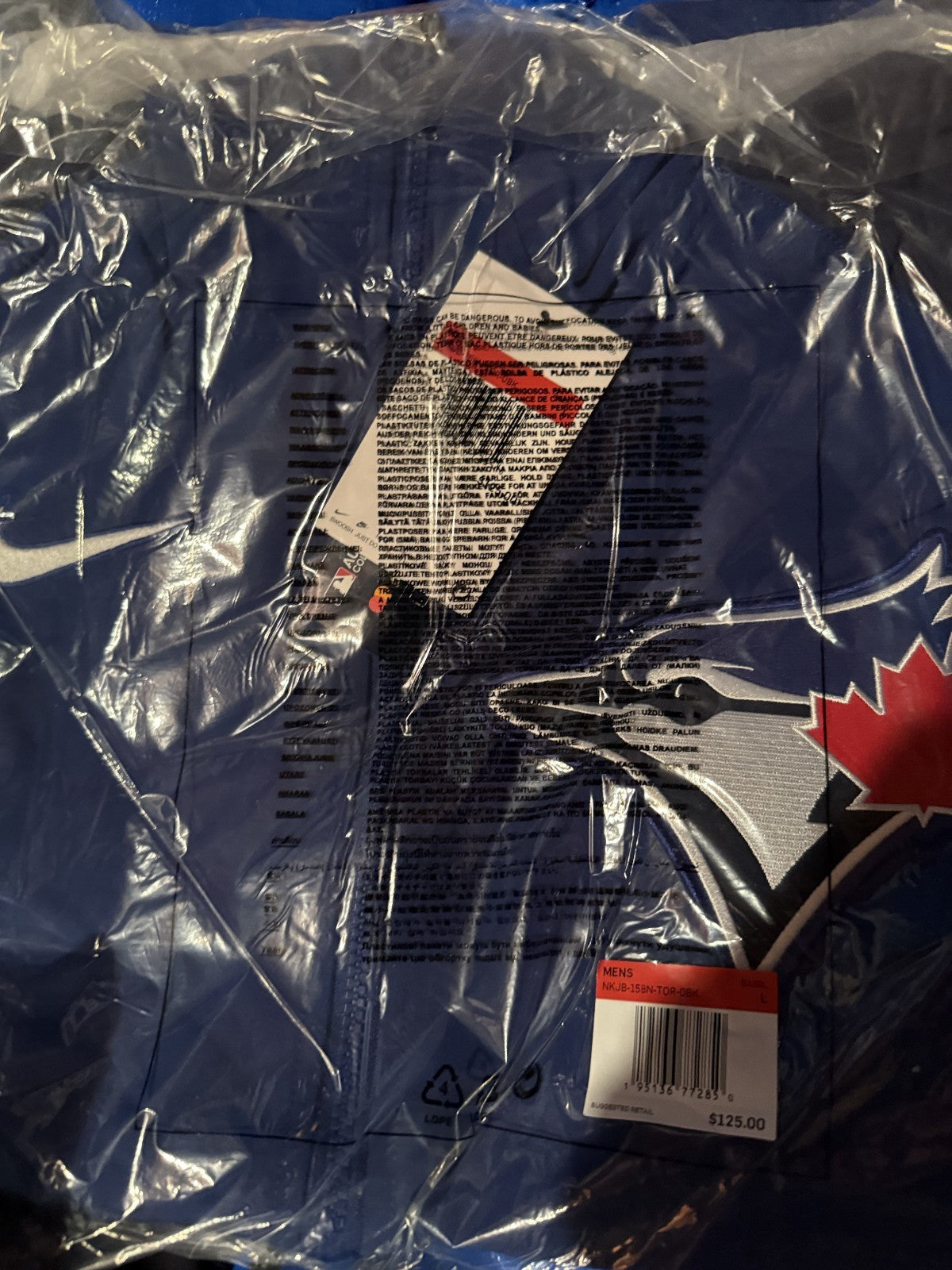 Nike Authentic Collection Raglan Hoodie Toronto Blue Jays Jacket Large