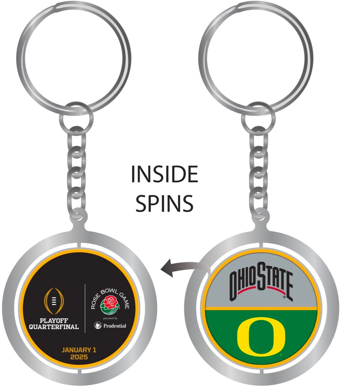 2025 Rose Bowl Dueling Keyring CFP College Playoff Oregon Ducks Ohio State