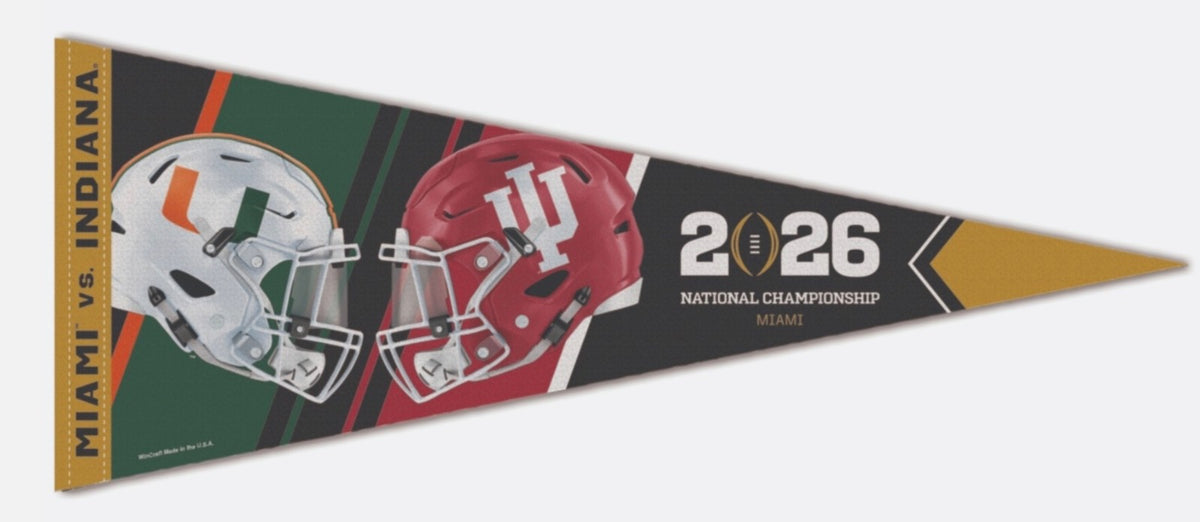 2025 2026 CFP National Championship Miami Hurricanes vs Indiana Hoosiers Pennant