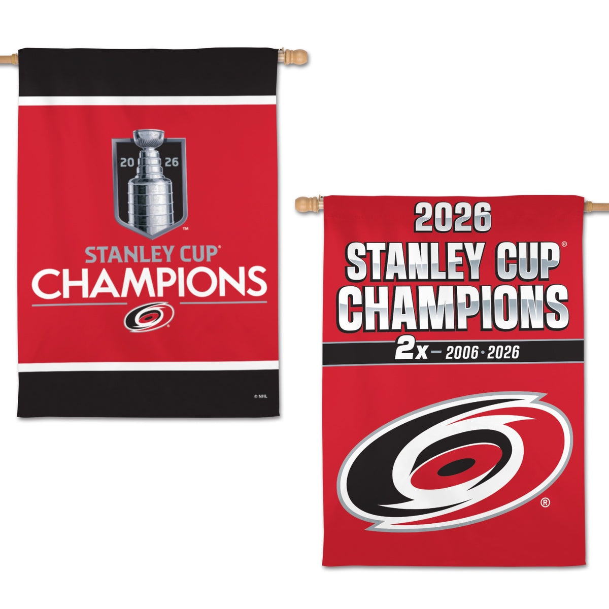 2025-2026 NHL Stanley Cup Champions Carolina Hurricanes 2 Sided Banner