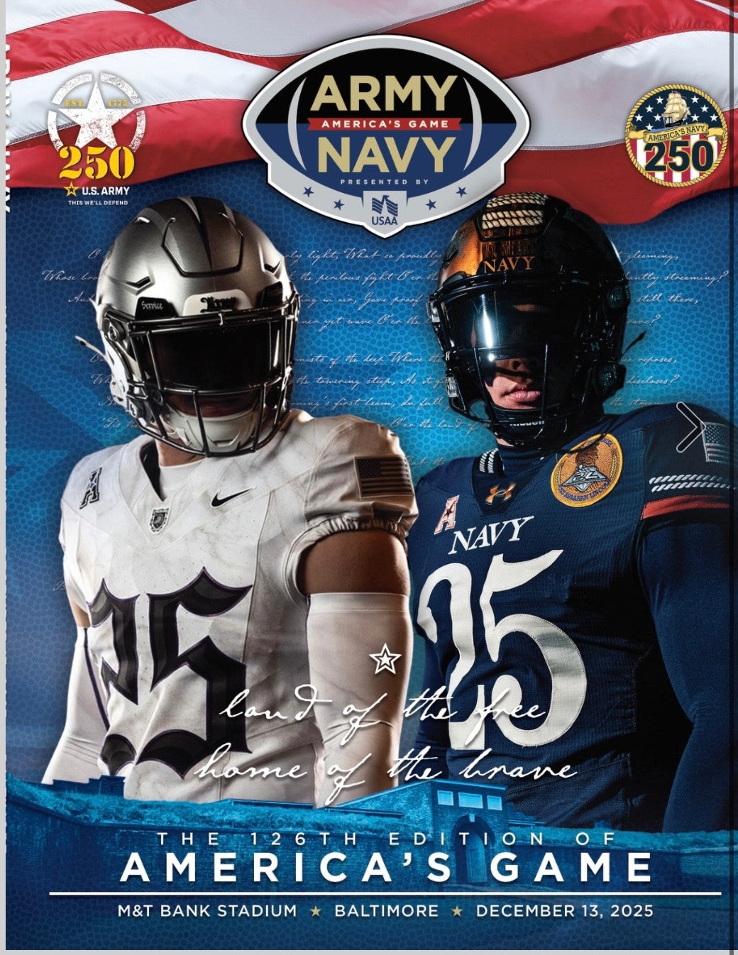 2025 Army Black Knights vs Navy Midshipmen Game Program 12/13/25 SHIPS NOW