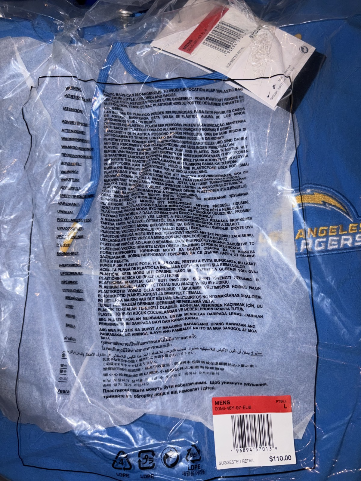 Nike Los Angeles Chargers Sideline Hoodie Pullover Sweatshirt Jacket