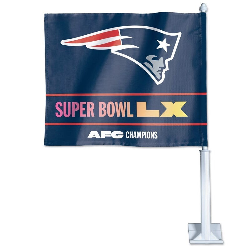 2025 NFL AFC CHAMPIONS NEW ENGLAND PATRIOTS CAR FLAG SUPER BOWL 60 LX 2026