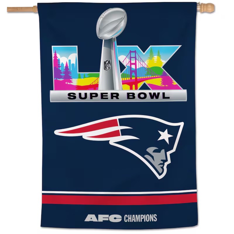 2025 NFL AFC CHAMPIONS NEW ENGLAND PATRIOTS BANNER SUPER BOWL 60 LX 2026