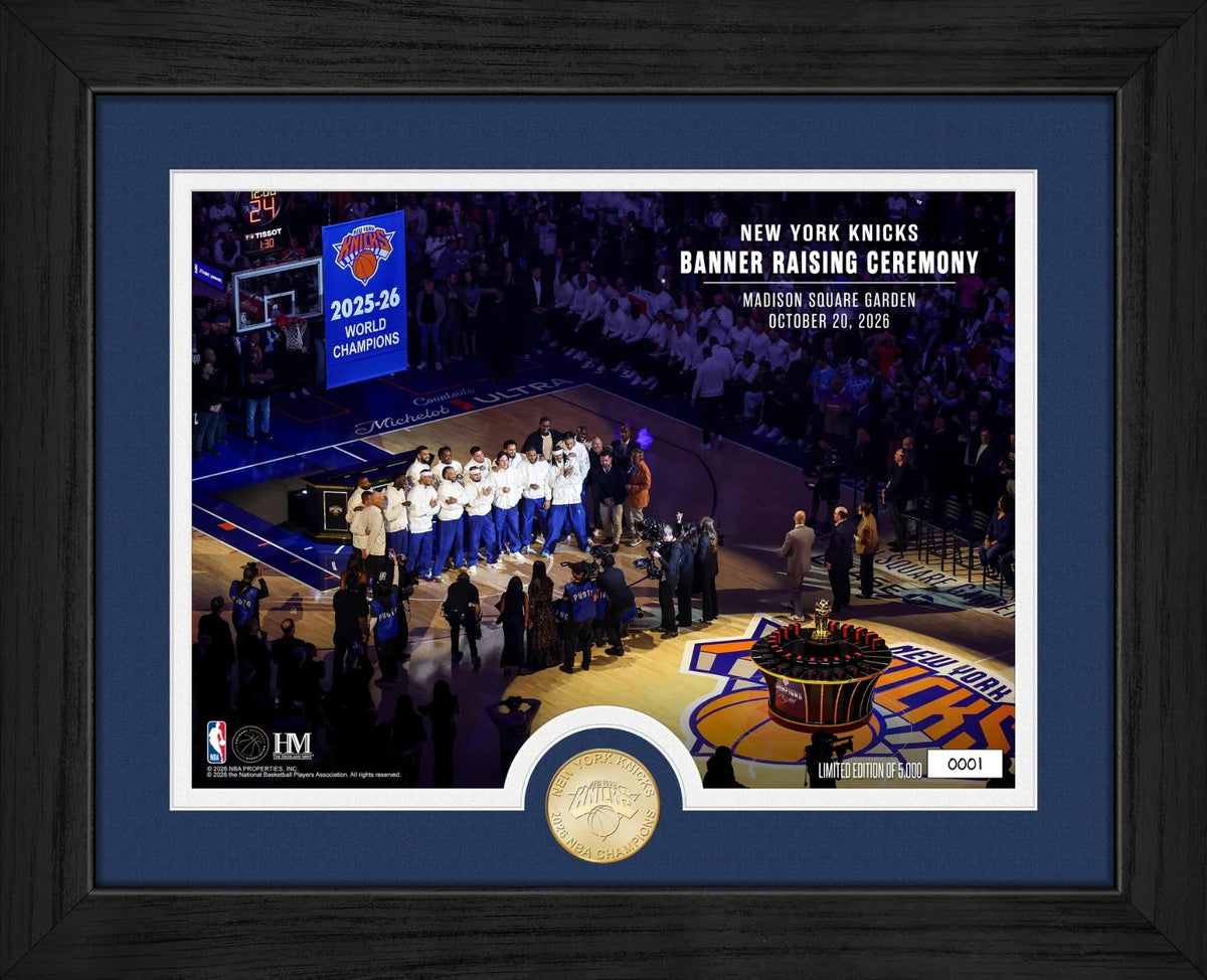 New York Knicks Banner Night Framed 13x16 Photo Mint 10/20/26 2026 NBA Champions