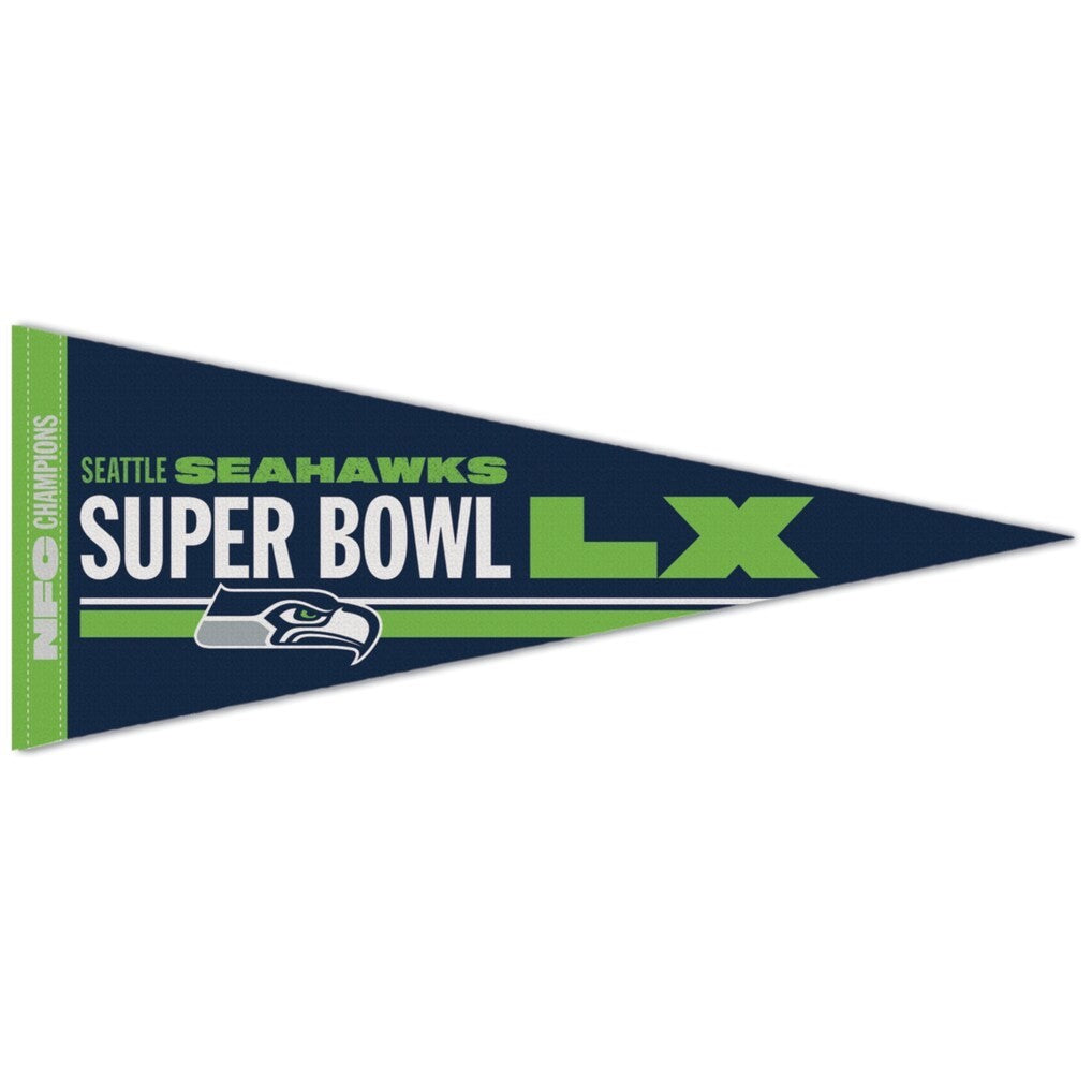 2025 NFL NFC CHAMPIONS SEATTLE SEAHAWKS PENNANT SUPER BOWL 60 LX 2026