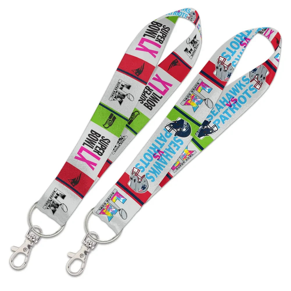 2026 Super Bowl LX 60 New England Patriots Seattle Seahawks Dueling 1" Keystrap