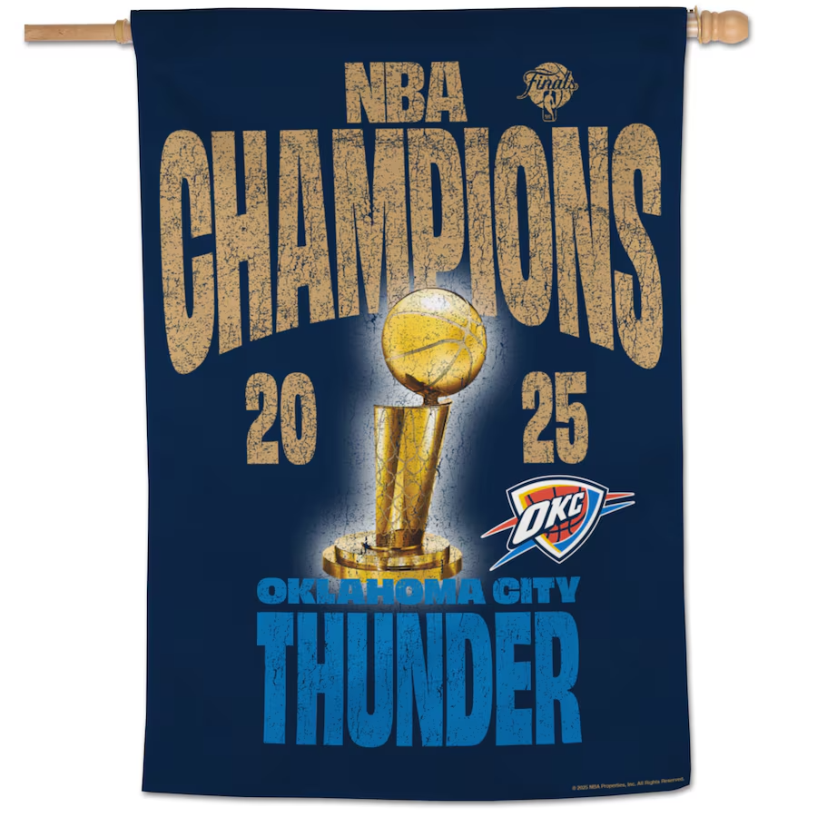 Oklahoma City Thunder 2025 NBA Finals Champions Vertical Flag