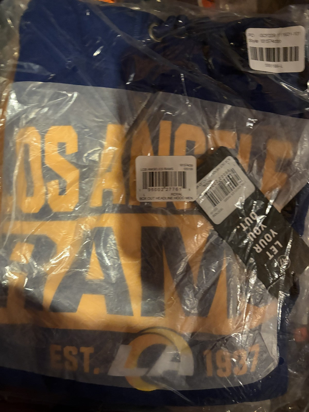 '47 Los Angeles Rams Box Out Headline Sweatshirt Hoodie Large