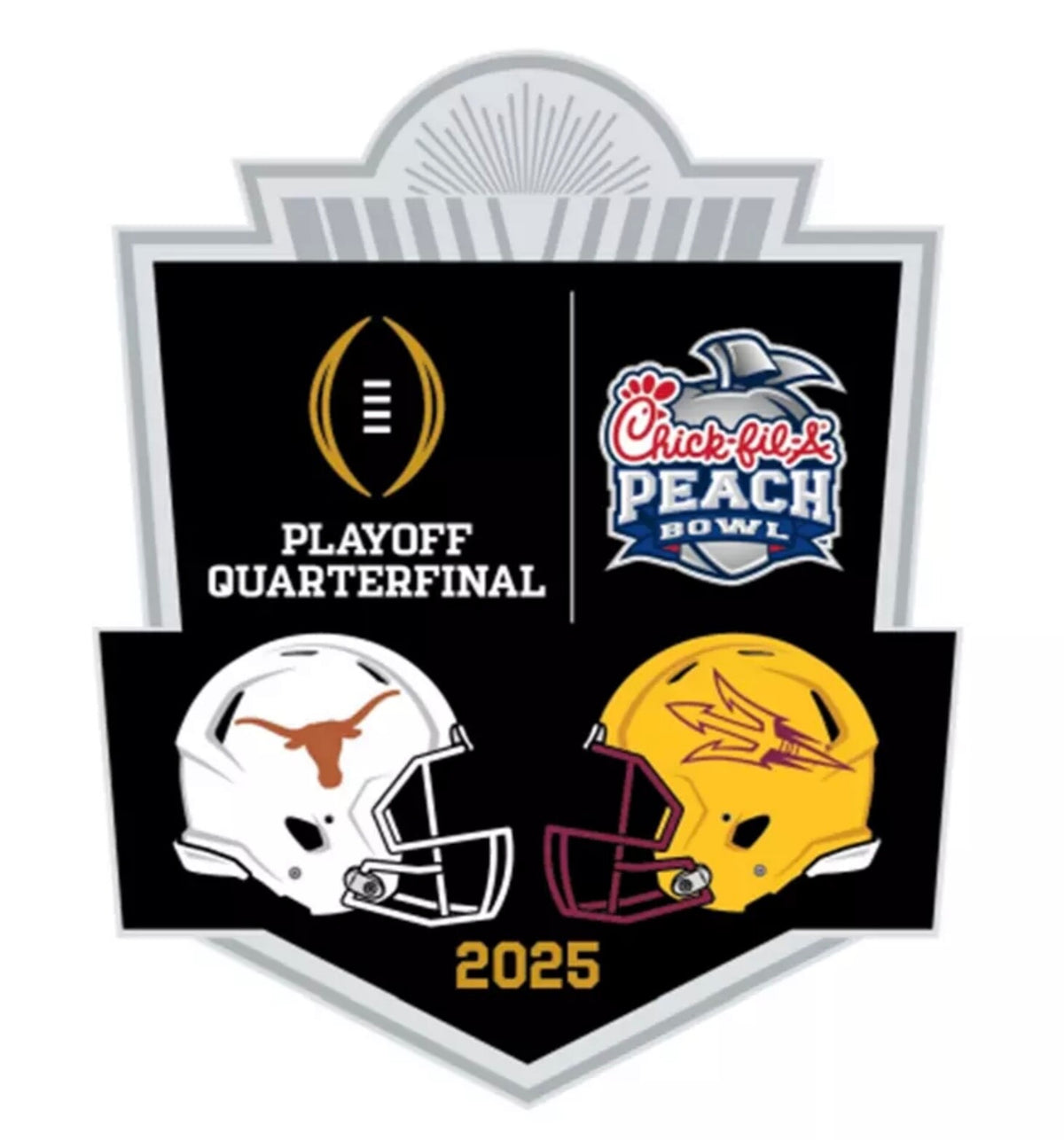 2024 2025 Peach Bowl Dueling Pin Texas Longhorns Arizona State CFP Playoff