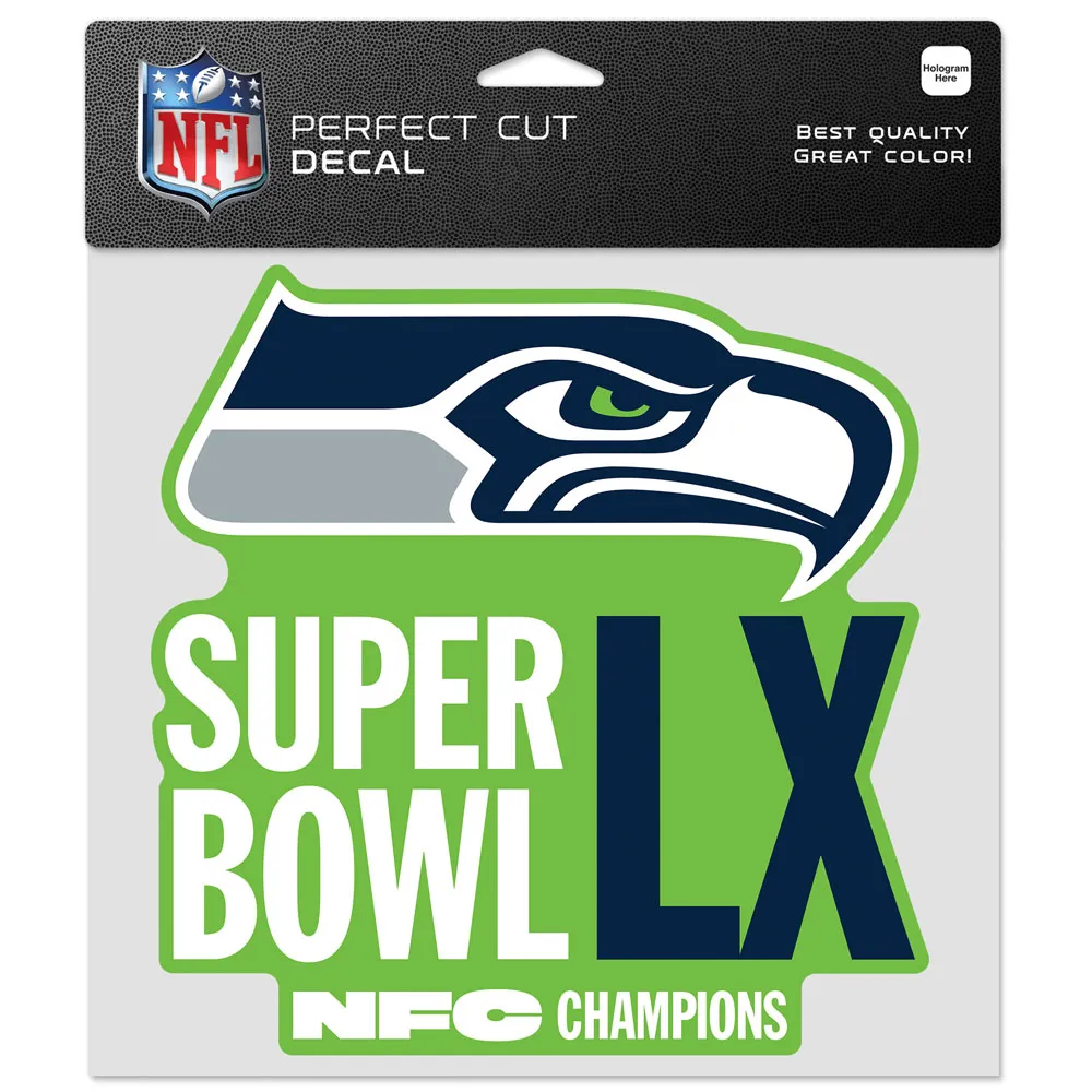2025 NFL NFC CHAMPIONS SEATTLE SEAHAWKS 8X8 DECAL SUPER BOWL 60 LX 2026