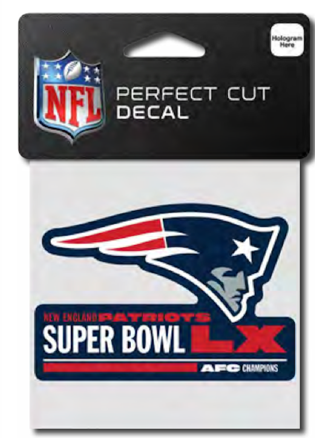 2025 NFL AFC CHAMPIONS NEW ENGLAND PATRIOTS 4X4 DECAL SUPER BOWL 60 LX 2026