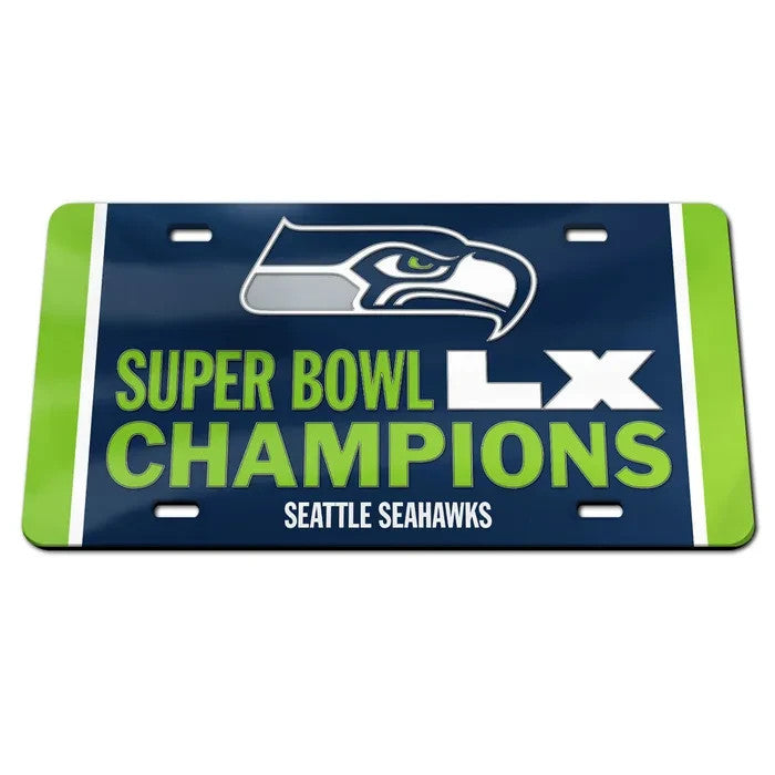 2026 NFL Super Bowl LX 60 Champions SEATTLE SEAHAWKS Acrylic License Plate