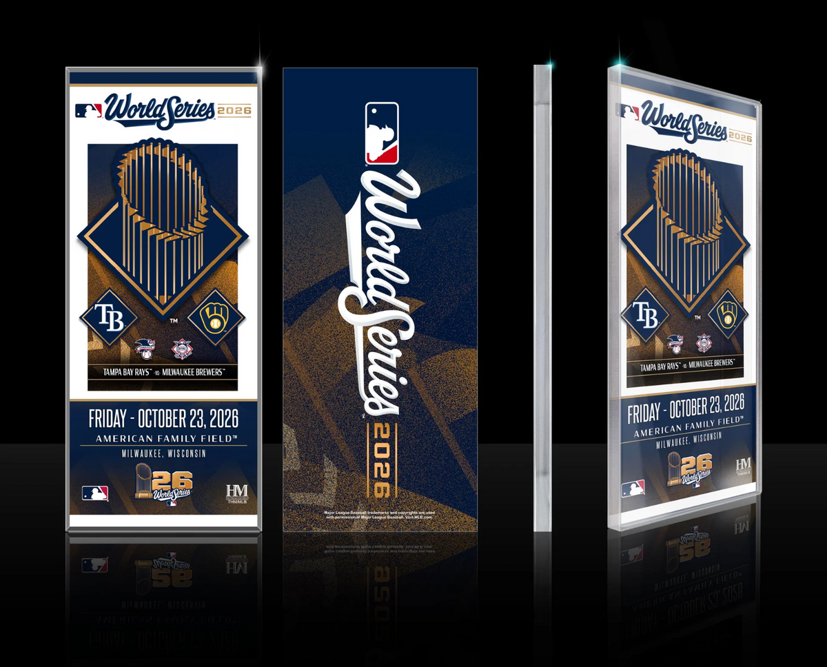 2026 MLB World Series Framed Acrylic Ticket Stub Milwaukee Brewers vs Tampa Bay