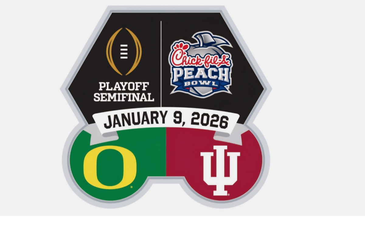 2026 CFP Peach Bowl Dueling Collector Pin Indiana Hoosiers Oregon Ducks 1/9/26