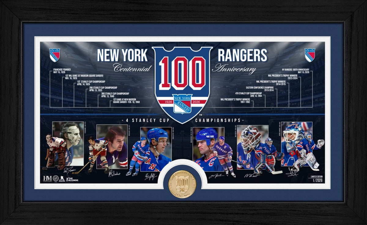 2025 New York Rangers 100th Anniversary Centennial Framed History