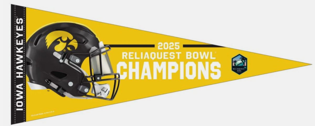 2025 Iowa Hawkeyes Reliaquest Bowl Champions 16x30 Premium Pennant