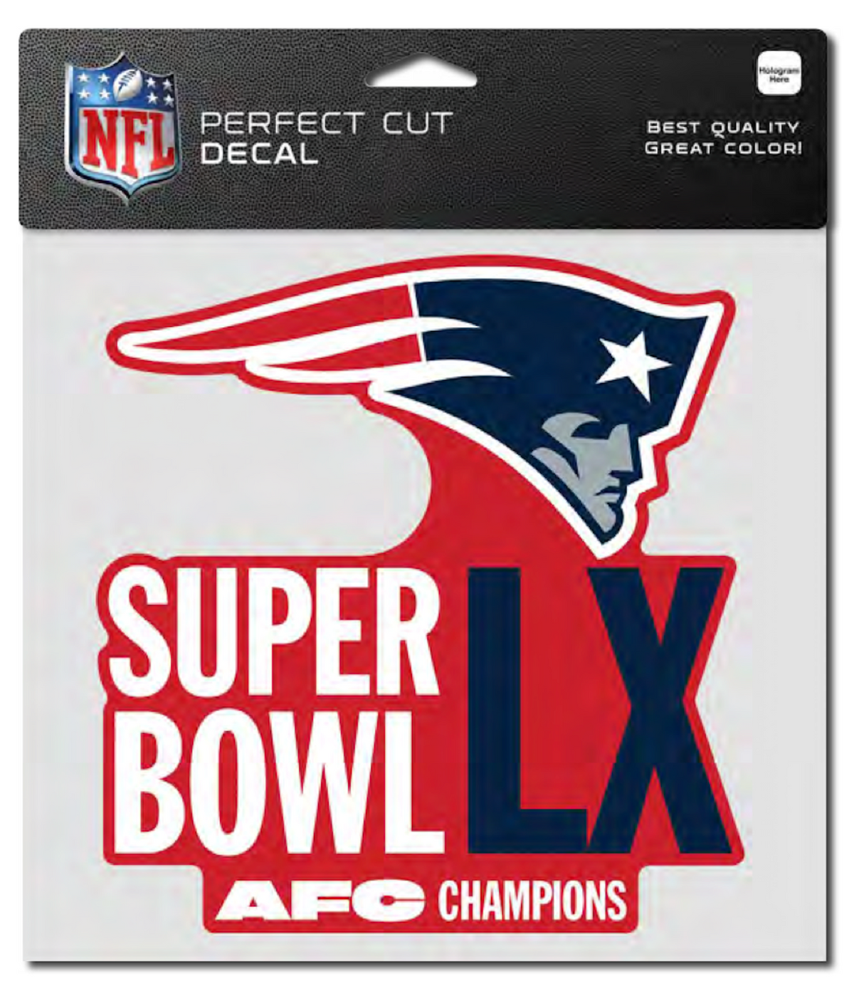 2025 NFL AFC CHAMPIONS NEW ENGLAND PATRIOTS 8X8 DECAL SUPER BOWL 60 LX 2026