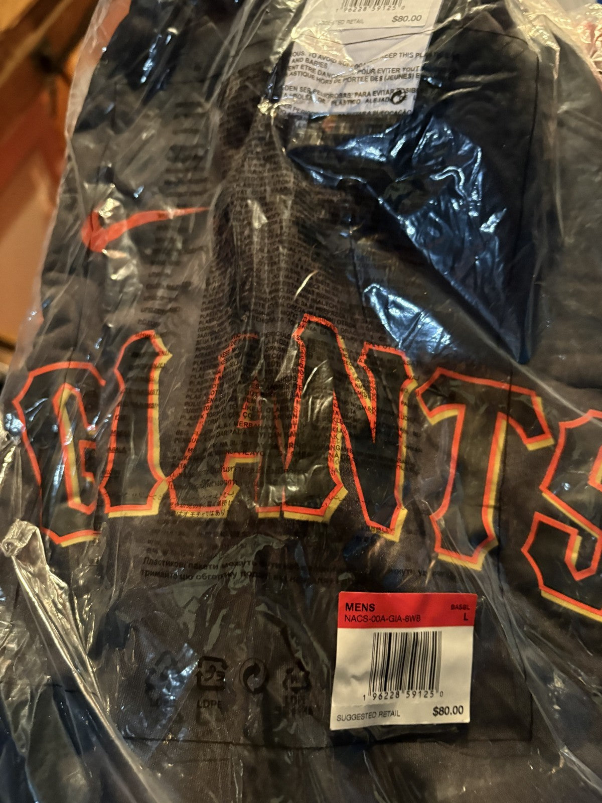 San Francisco Giants Nike Authentic Collection V-Neck Batting Practice Large
