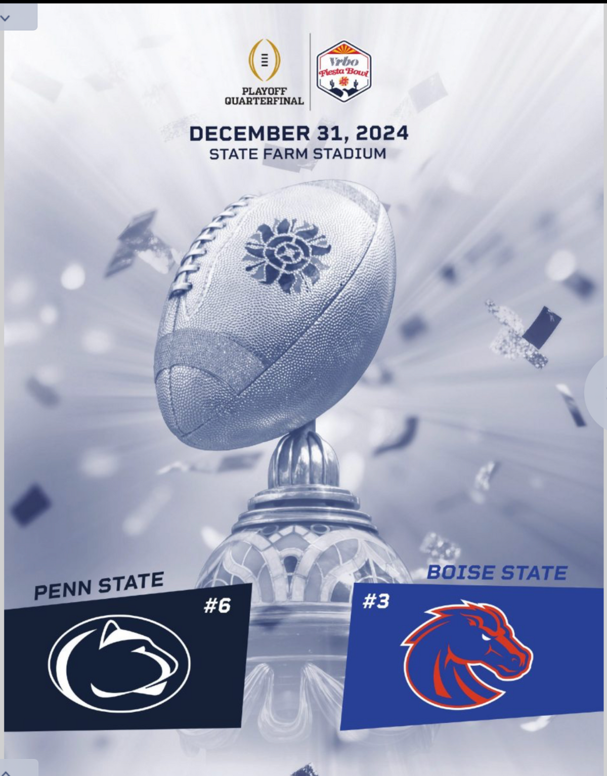 2024 2025 Fiesta Bowl Program CFP Playoffs Boise State Broncos Penn State Lions