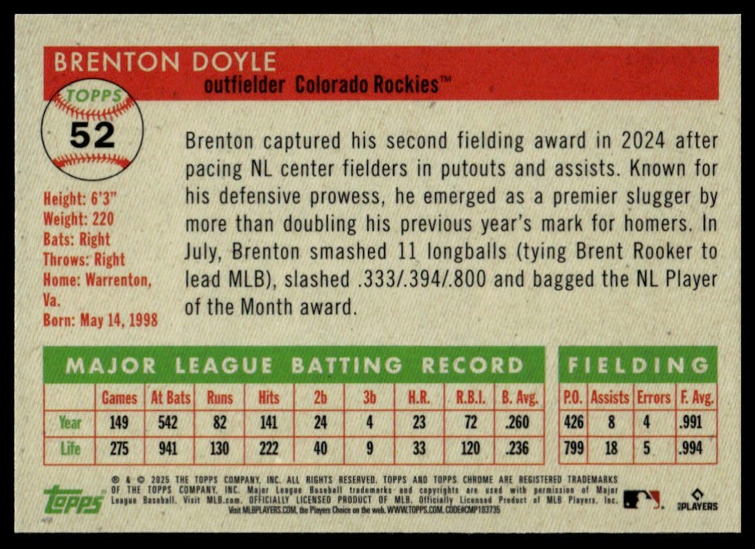 2025 Topps Chrome Platinum #52 Brenton Doyle