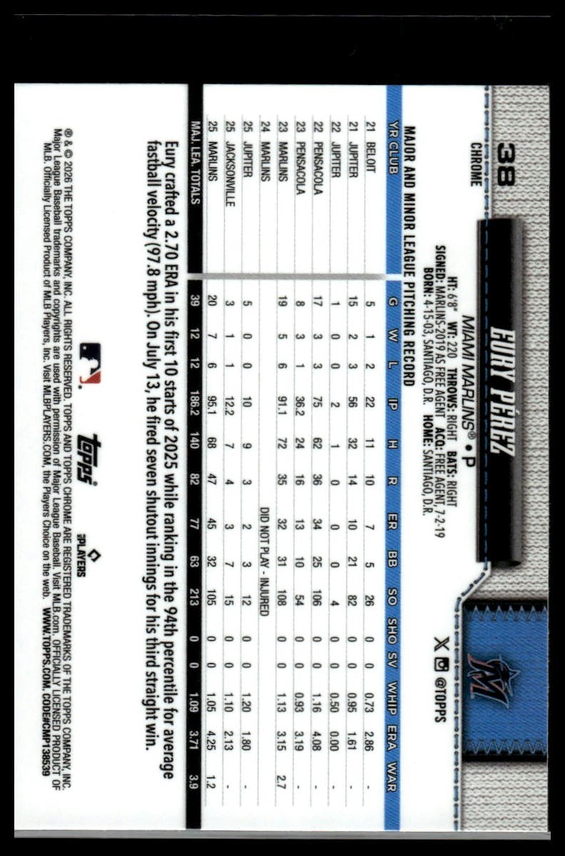 2026 Topps Chrome #38 Eury Pérez