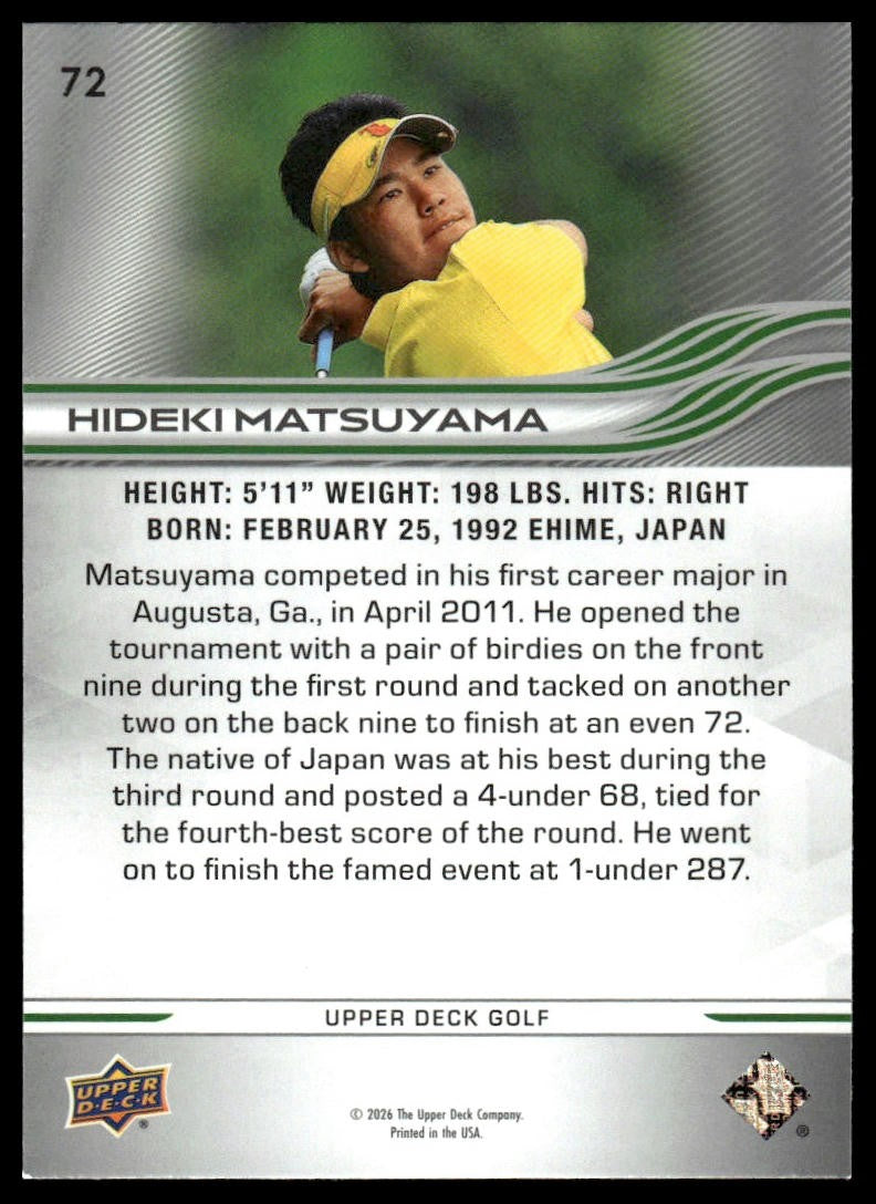 2026 Upper Deck #72 Hideki Matsuyama