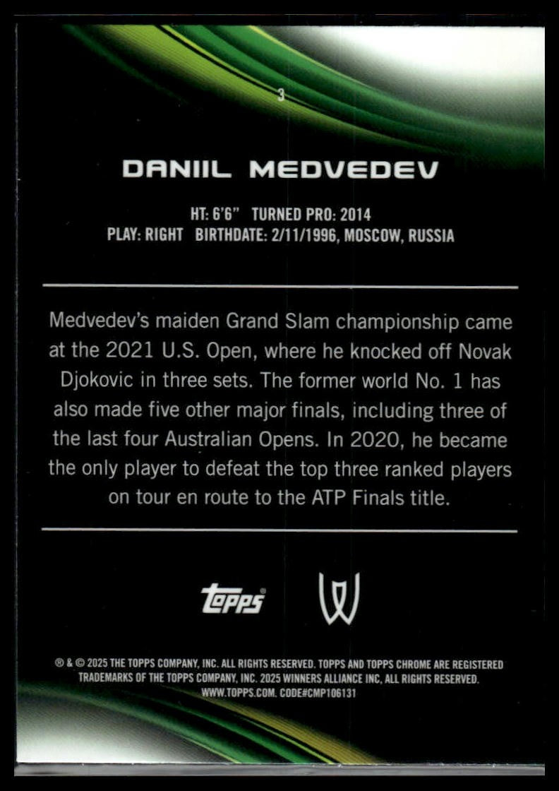 2025 Topps Chrome Sapphire Edition #3 Daniil Medvedev