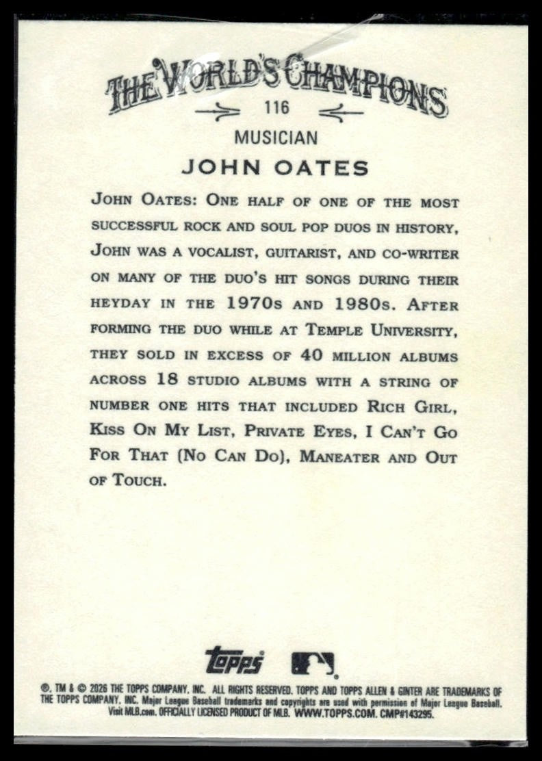 2026 Topps Allen & Ginter #116 John Oates Filagree Foil