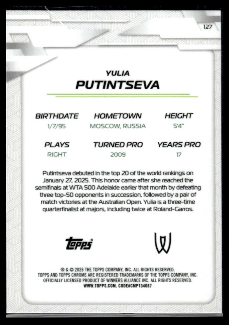 2026 Topps Chrome #127 Yulia Putintseva